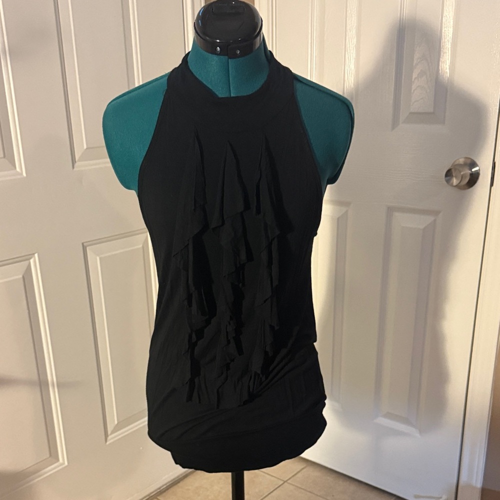 Flirty Black Ruffle Tank Top